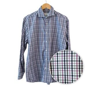 Todd Snyder Mens Button Up Purple Multicolor Plaid Shirt Size 16 32/33 Preppy